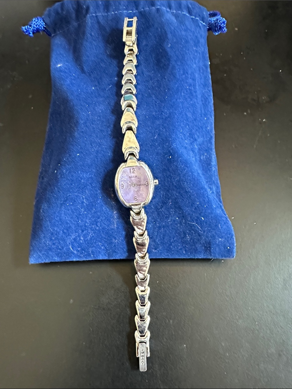 Relic Silver Bracelet Watch with Purple Dial